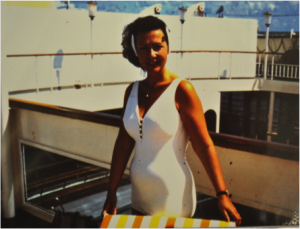 Mildred Klungman in her late 40s on a cruise.