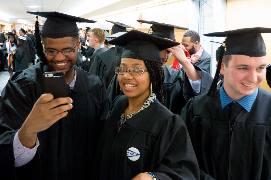 Southern Journalism graduates Aaron Johnson, Krystal Goethe and Matt Cilbrith. | Vern Williams photo