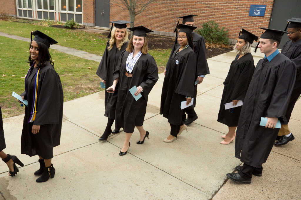 Southern Journalism graduates walk to the Lyman Center before the ceremony Dec. 18. | Vern Williams photo